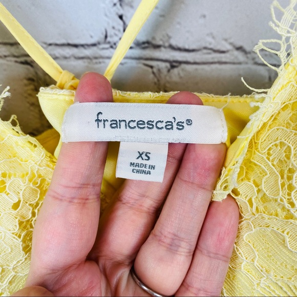 FRANCESCA’S Lace Tie Back Dress XS Yellow - Picture 6 of 8